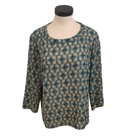 CAbi Tops - Cabi Women's Blouse 3/4 Sleeve Size Medium Green Print Flowy Sheer